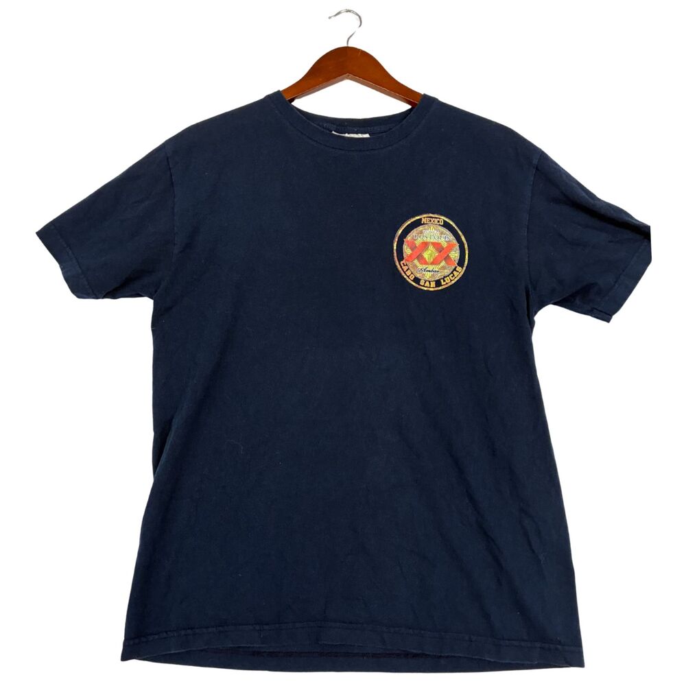 Dos Equis XX Beer T Shirt Mens L Navy Blue Mexico Do Not Disturb Graphic Tee